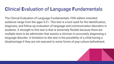 Clinical Evaluation of Language Fundamentals 5 (CELF 5) Ages …