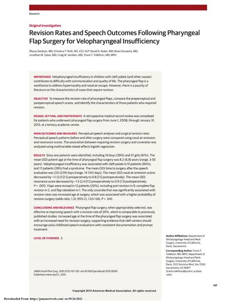 Clinical Studiesof the Efficacy of Speech Flap Surgery …