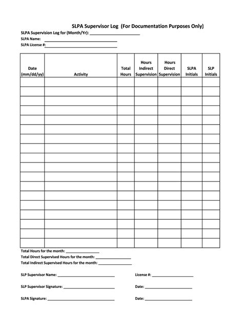 Clinical Supervision Log Template