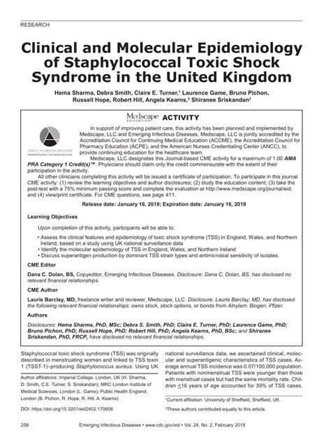 Clinical and Molecular Epidemiology of Staphylococcal Toxic …