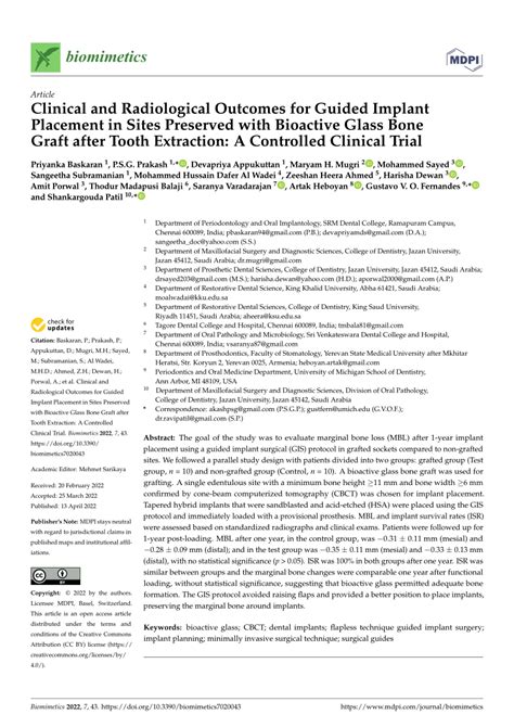 Clinical and Radiological Outcomes for Guided Implant ... - PubMed