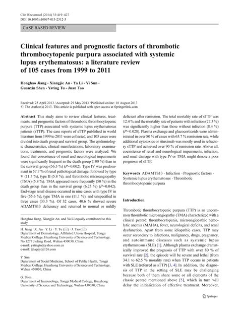 Clinical features and prognostic factors of thrombotic …