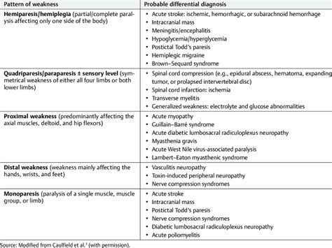 Clinical localization of weakness based on pattern of weakness
