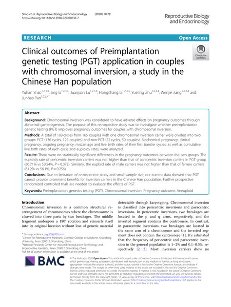 Clinical outcomes of Preimplantation genetic testing (PGT) …