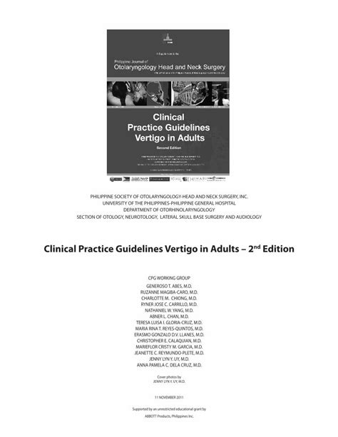 Clinical practice guidelines vertigo in adults 2 edition. - Manuales de perkins para t6 354.