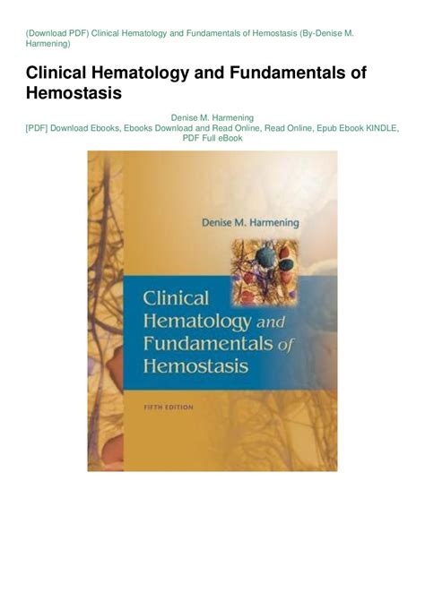 Read Online Clinical Hematology And Fundamentals Of Hemostasis By Denise M Harmening