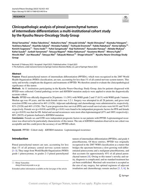 Clinicopathologic analysis of pineal parenchymal tumors of