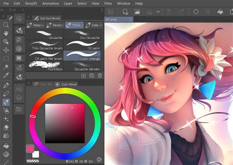 Fill without fear. Clip Studio Paint's sophisticated fill tool lets you color your canvas with confidence. Easily fill areas without leaving gaps, even where there are broken lines, and color while referencing line art on other layers. You can also create easy, eye-catching gradients with just a click..