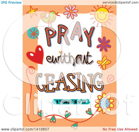 Clipart of Colorful Sketched Scripture Pray Without Ceasing Text …