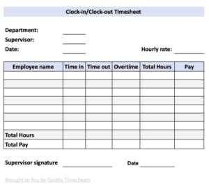 Clock In Clock Out Template Database
