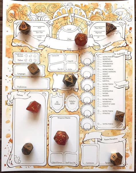 Clockwork Character Sheets D&D 5e Etsy Canada Dnd character sheet