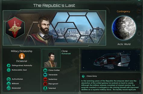 I don't have a lot of experience with vassal mechanics, and I'm wondering if anyone knows if this is viable: Clone Army. Fanatic Militarist. Xenophile. Distinguished Admiralty. Citizen Service. Focus on Supremecy and Diplomacy, with Shared Destiny. Only colonize a few planets with Ancient Clone Vat. Otherwise, slowly vassalize the galaxy and .... 