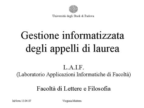 Clone of Date degli appelli Università di Padova