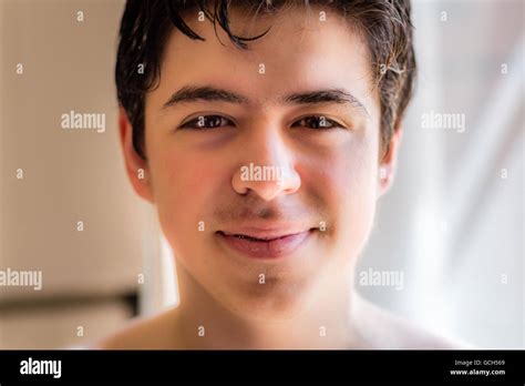 Close up young teen boy face Stock Photos and Images