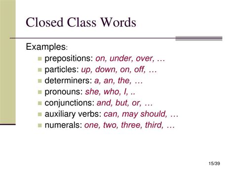 Closed Class Words