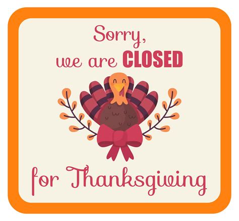 Closed Signs For Thanksgiving Printable