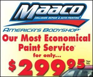 Maaco is the auto body shop, collision repair center, and car paint shop in Oceanside repairing dents, dings, and accidental damage near me at 3215 Production Avenue. Call for inquiries or for a free estimate: ... Paintless dent repair is available at participating locations only. Please contact your local store for more details.. 