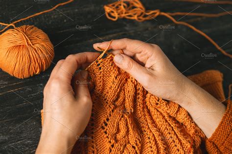 Closeup of hands knitting HighQuality Beauty & Fashion Stock Photos