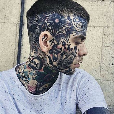 Closeup of man with face tattoos Mens face tattoos, Face tattoos