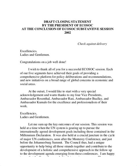 Closing Statement 9+ Examples, Format, Pdf Examples