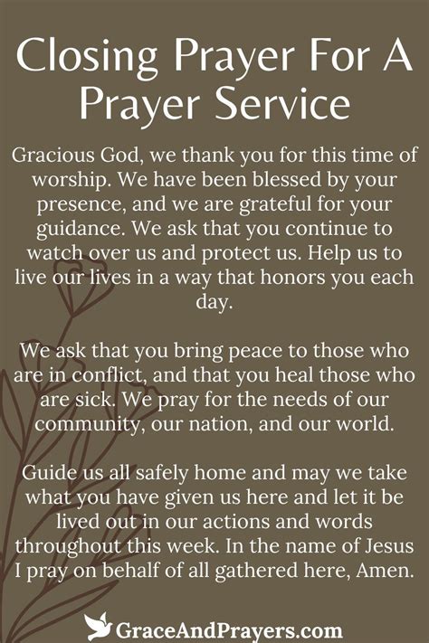 Closing prayer after service.  Inspiring prayers & blessings suitable for ...