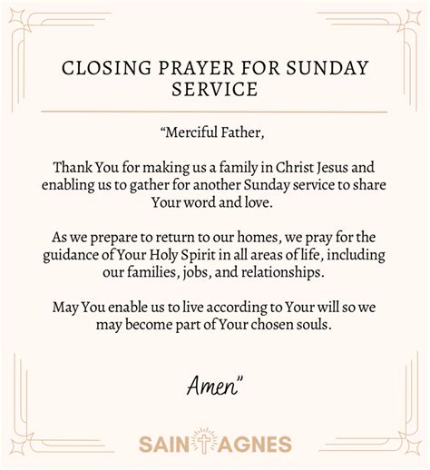 Closing prayer for sunday service.  See examples of closing used in a s...