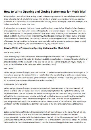 Closing statement example mock trial