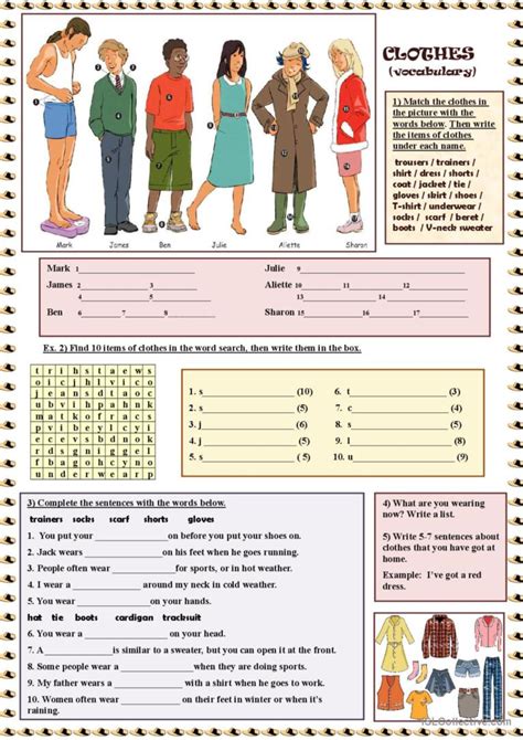 Clothes vocabulary exercises pdf.  A complete guide with practical examples Workshe...