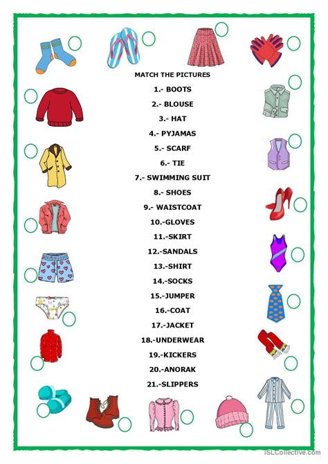 Clothes vocabulary worksheet pdf. Vocabulary clothes in English.  Free resources.  There a...