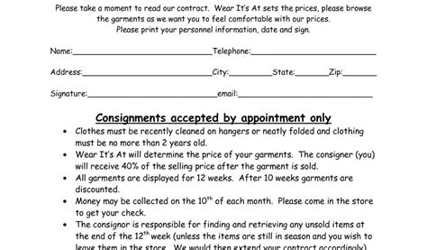 Clothing Consignment Contract Template scope of work template