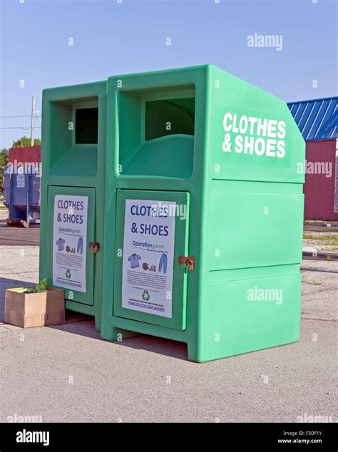 Clothing drop off bins. We collect all types of clothing for men, women, and children including hats, belts, shoes, purses and small household items. To donate, place your items in the drop box and call 1-800-627-6051 for a tax receipt. 
