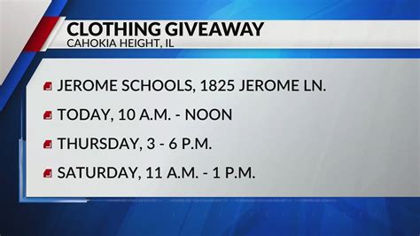 Clothing giveaway starting today in Cahokia Heights, Illinois