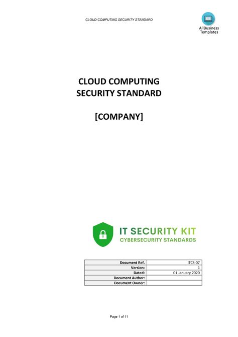 Cloud Computing IT Security Standard Templates at