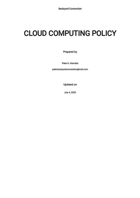 Cloud Computing Security Policy Example / Managing the Impact of Cloud