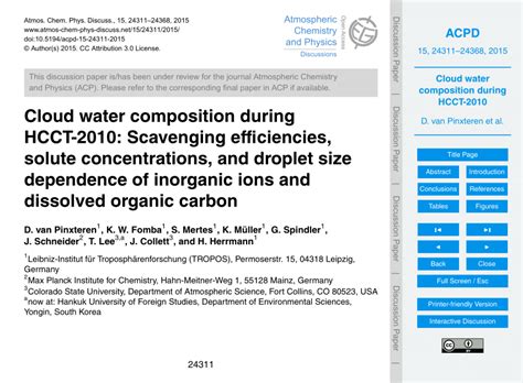 Cloud water composition during HCCT-2010: Scavenging …