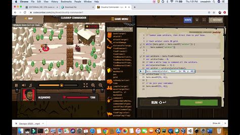 Cloudrip commander in javascript in code combat - YouTube