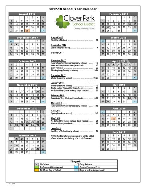 Clover Park Calendar