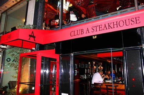 Club a steak house. The price per item at Club A Steakhouse ranges from $9.00 to $58.00 per item. In comparison to other steak houses, Club A Steakhouse has an expensive price point. As an steak house, Club A Steakhouse offers many common menu items you can find at other steak houses, as well as some unique surprises. Here in New York, Club A Steakhouse offers ... 