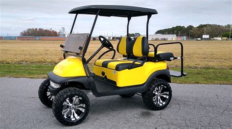 Club car gold cart. The Transporter is made for both crews and cargo, with an available fold-down rear seat to carry up to 300 lbs. of gear. Both our Villager and Transporter models come with rustproof, corrosion-resistant, aircraft-grade aluminum frames, and boast independent front suspension systems for a smoother, more comfortable ride. 