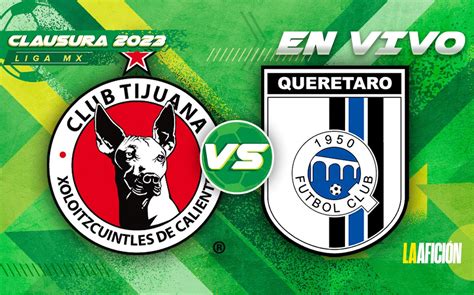 Oct 15, 2021 · Tijuana. W L D L L. 15/10/2021 Liga MX Game week 13 KO 03:00. Venue Estadio La Corregidora (Santiago de Querétaro) 0 - 1 44' M. Manotas. K. Ramírez 75' (assist by J. dos Santos ) 1 - 1. .