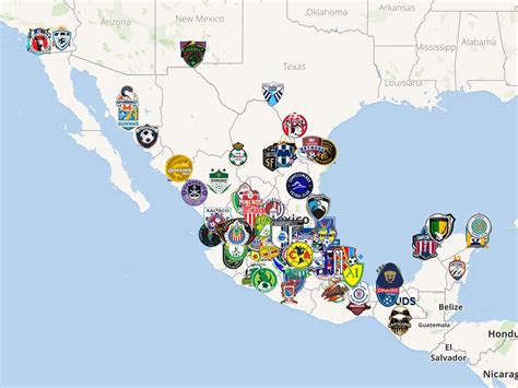 Clubes de apuestas de liga en el mapa.