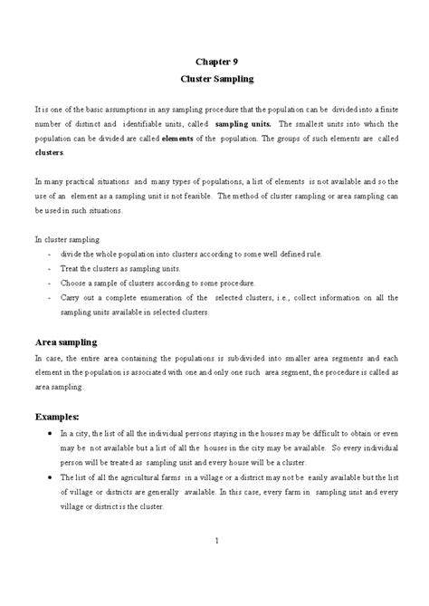 Cluster sampling pdf. Chapter 9 Cluster Sampling It is one of the basic assumptions in any s...