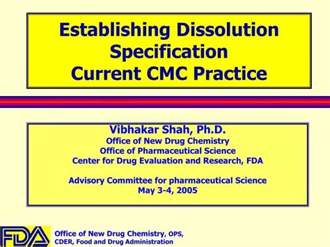 Cmc Establishing Current Practice Speciifcations Dissolution
