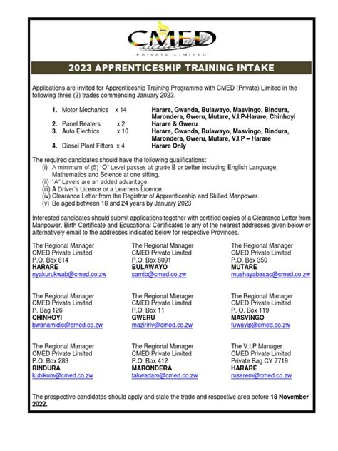 Cmed apprenticeship intake 2025.  2023 Apprenticeship Intake: CMED - Ap...