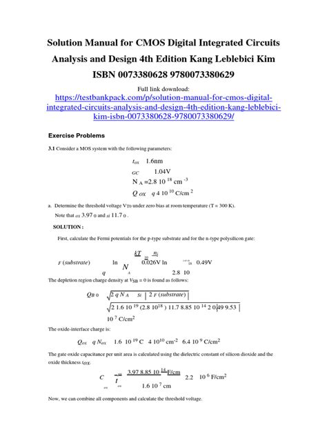Cmos Digital Integrated Circuits Kang Solution Manual Pdf