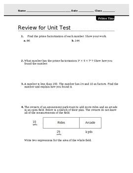 Cmp3 grade 6 prime time unit test.  Preparing to Teach Unit Preparation Planning an Inves...