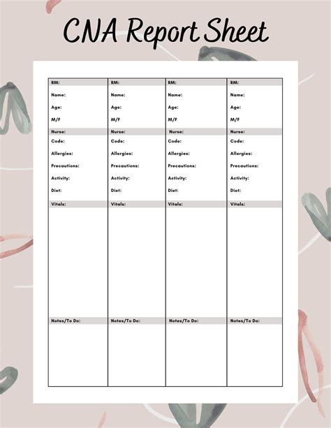 Cna report sheet templates. Check out our cna report sheet selection for the very best in unique or custom, handmade pieces from our templates shops. 