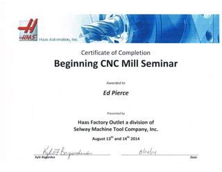 Cnc Machine Operator Certificate