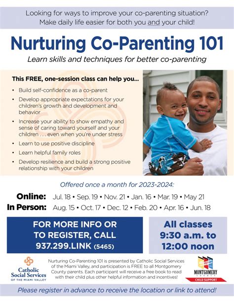 Co parenting classes. Research has also confirmed that co-parenting classes, like the ones that UW-Extension offers, can be very effective at helping families weather this period in good shape. While the divorce or separation of parents is a hard time, it is also a sensitive period in which the co-parents are establishing a new relationship, and in which each hour ... 