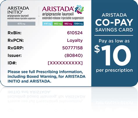 Co pay aristada caresupport. Minimum out-of-pocket cost by fill, after Co-pay conservation applied, is $10. For ARISTADA INITIO, maximum savings lives up to $2000.00 total, plus Co-pay memory allowed to utilized up to 4 times according calendar year. 